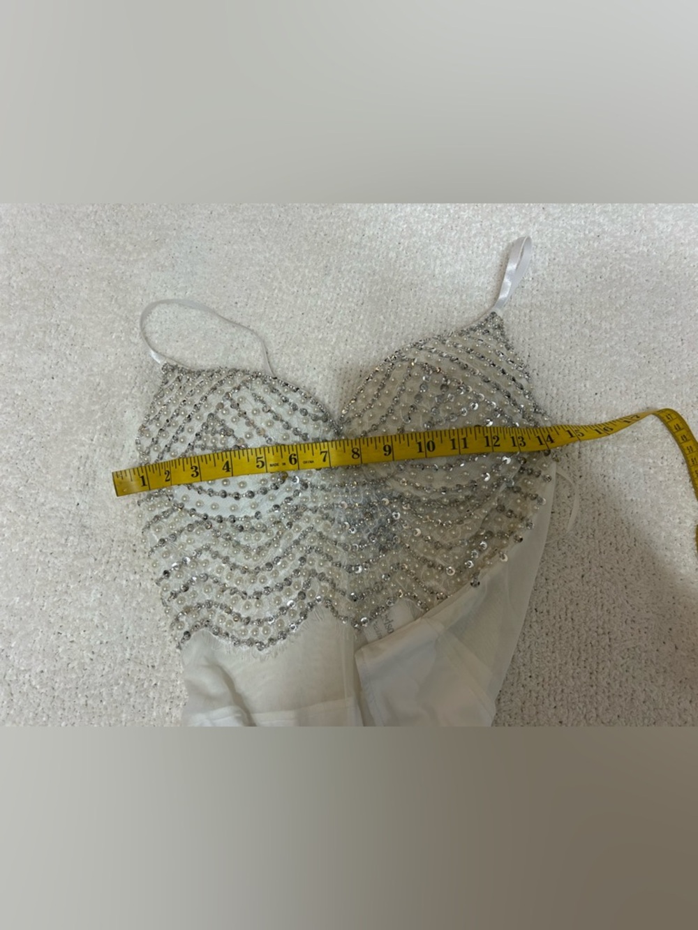 NEW Windsor Bodysuit Size M White Pearl Sequin Bridal Bachelorette Party Date - Picture 6 of 7
